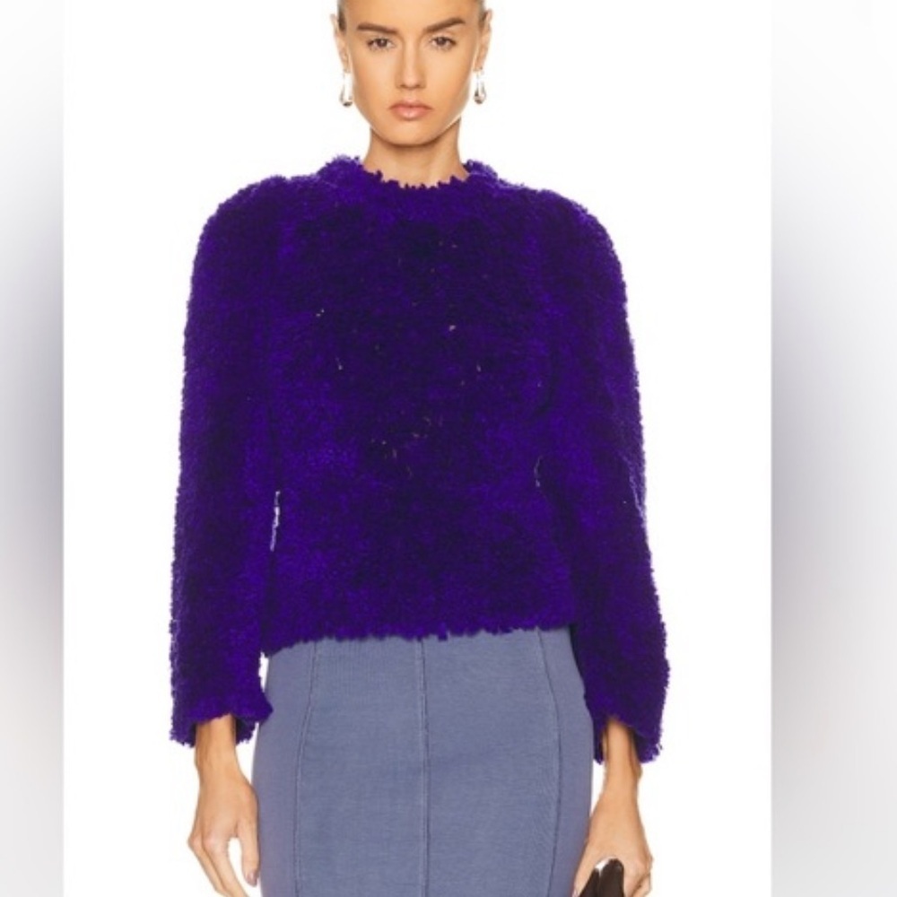 Stella McCartney Textured Cropped Fuzzy Purple Sweater